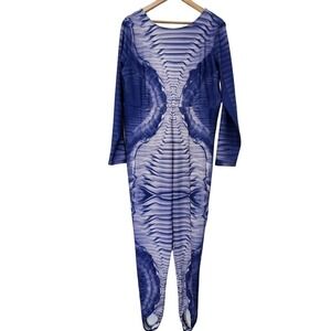 Making the Cut Jumpsuit Womens XXL Blue Skelton Graphic Long Sleeve Stretch